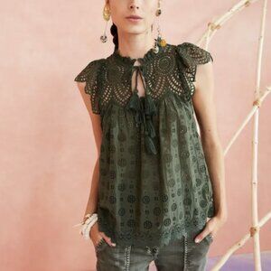 Ulla Johnson Green Lace Top Size 2